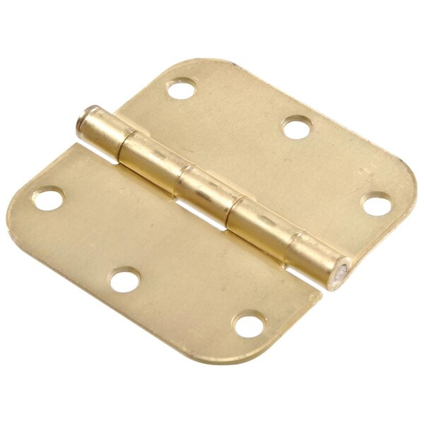 Ornatus Outdoors 0.625 x 3.5 in. Carded Round Corner Full Mortise Hinges, Satin Brass - OR1638042