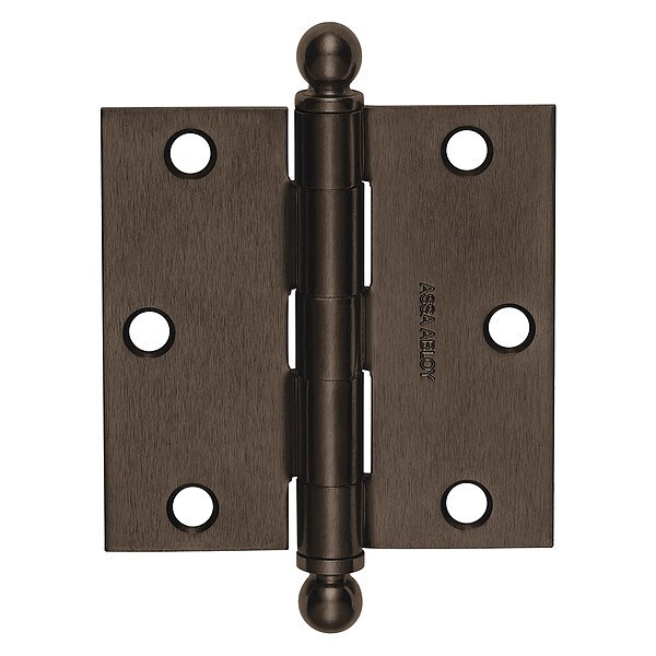 Mckinney Butt Hinge, Steel, Flush Mounting, 1 7/16 in Leaf W x 3 1/2 in Leaf H, Oil Rubbed Bronze - 55348