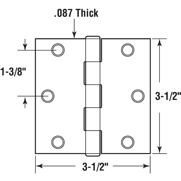 Prime-Line Door Hinge Residential Smooth Pivot, 3-1/2 in. x 3-1/2 in. w/ Square Corners, Satin Nickel 12PK - U 11502512