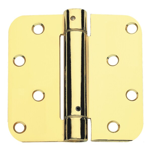 Global Door Controls 4 in. x 4 in. Bright Brass Steel Spring Hinge with 5/8 in. Radius (Set of 3) - CPS4040-5/8-US3-3