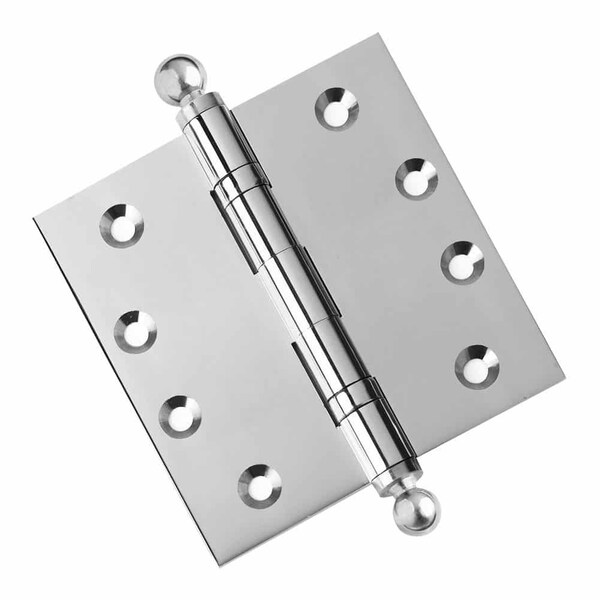 Embassy 4-1/2 x 4-1/2 Solid Brass Hinge, Polished Chrome Finish with Ball Tips - 4545BBUS26B-1