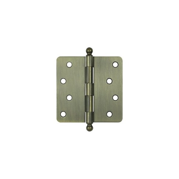 Deltana S44R4 1/4 Radius Ball Tip Door Hinge Antique Brass, 10PK - S44R45-BT-XCP10
