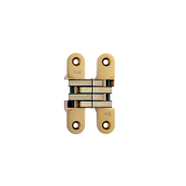 Universal Industrial Soss 1" x 4-5/8" Medium Duty Invisible Hinge for 1-3/8" Doors Satin Brass Finish - 216US4