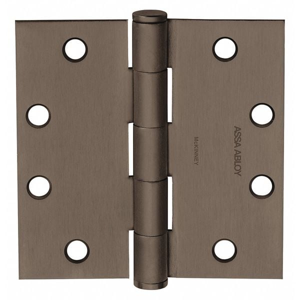 Mckinney Butt Hinge, Steel, Flush Mounting, 1 7/16 in Leaf W x 3 1/2 in Leaf H, Oil Rubbed Bronze - 55333