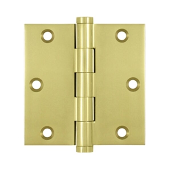 Patioplus 3.5 x 3.5 in. Square Hinge, Bright Brass - Solid Brass, 2PK - PA3239942