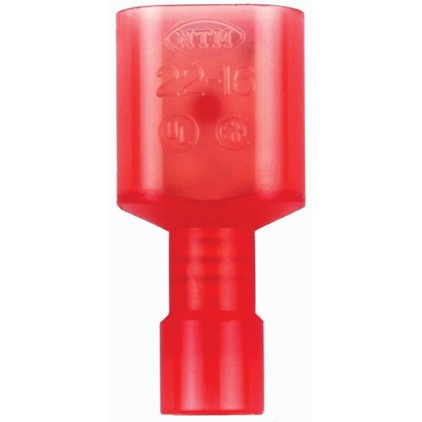 Jandorf Disconnect Terminal, 22 to 18 AWG Wire, Nylon Insulation, Copper Contact, Red, 5PK - 60941