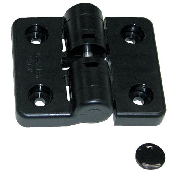 Lamp Detent Hinge, Polyacetal, Screw-On Mounting, 2 in Leaf W x 1 15/16 in Leaf H, Black Plastic - HG-YJ50BL