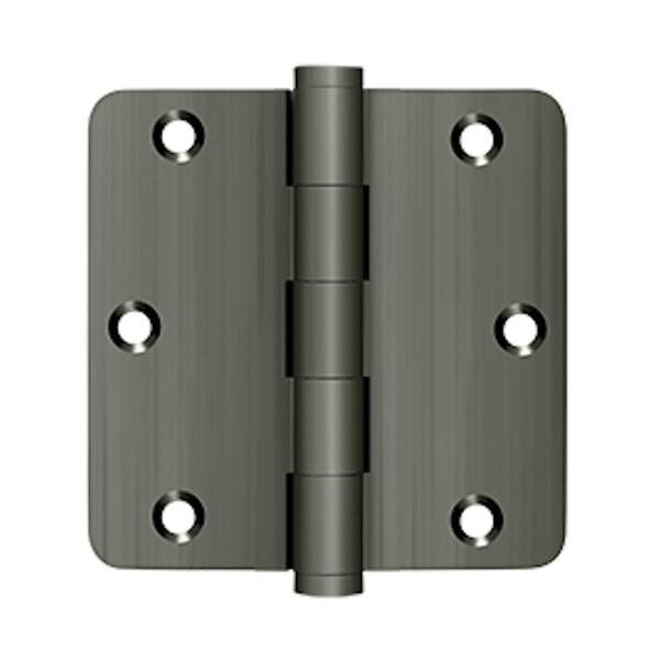 Deltana 3-1/2 x 3-1/2 x 1/4 Radius Hinge; Antique Nickel Finish - DSB35R415A