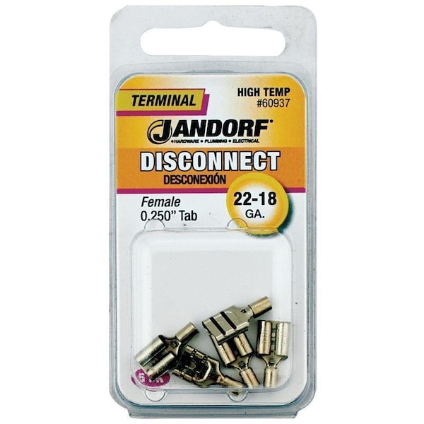Jandorf Disconnect Terminal, 22 to 18 AWG Wire, 5PK - 60937