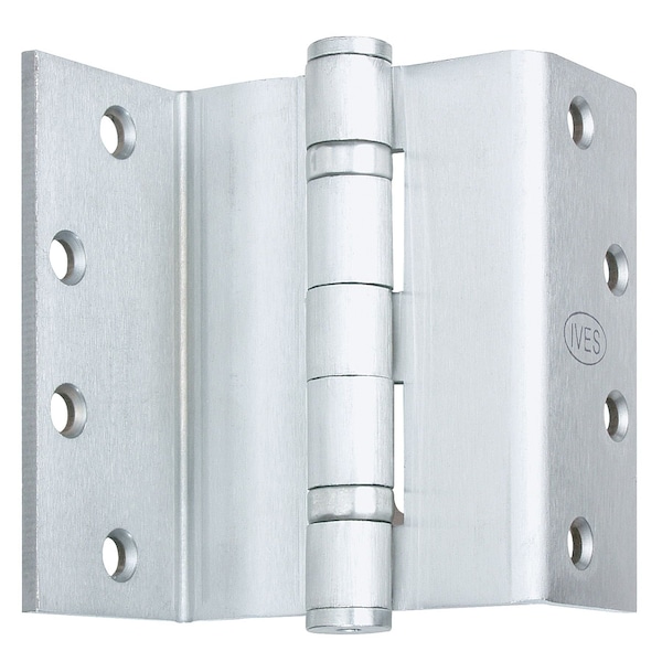 Ives Commercial 4-1/2" x 4-1/2" Five Knuckle Ball Bearing Heavy Weight Hinge with Hospital Tip Satin Chrome Finish - 5BB1HWSC412652HT