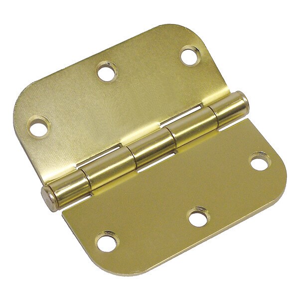 Zoro Select Door and Butt Hinge, Steel, Full Mortise Mounting, 3 1/2 in Leaf W x 3 1/2 in Leaf H, Satin Brass - 56-262SBRS