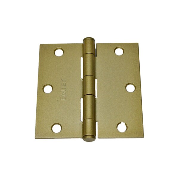 Emtek Pair of 3-1/2 in x 3-1/2 in Square Steel Residential Duty Hinges Satin Brass Finish - 91013US4