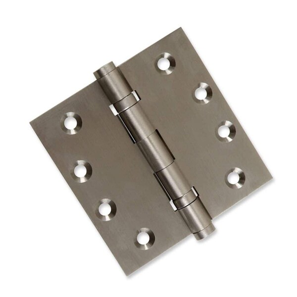 Embassy 4 x 4 Solid Brass Ball Bearing Hinge, Satin Nickel Finish with Flat Tips - 4040BBUS15F-1