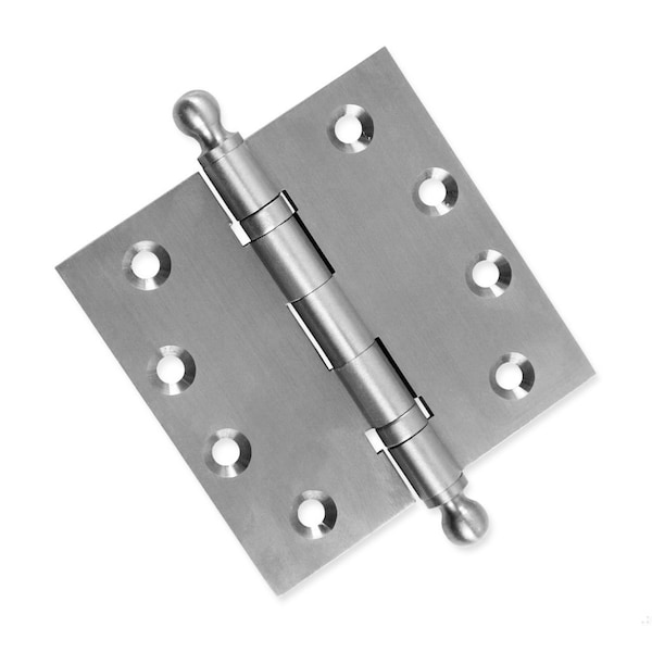 Embassy 4 x 4 Solid Brass Ball Bearing Hinge, Satin Nickel Finish Ball Tips - 4040BBUS15B-1