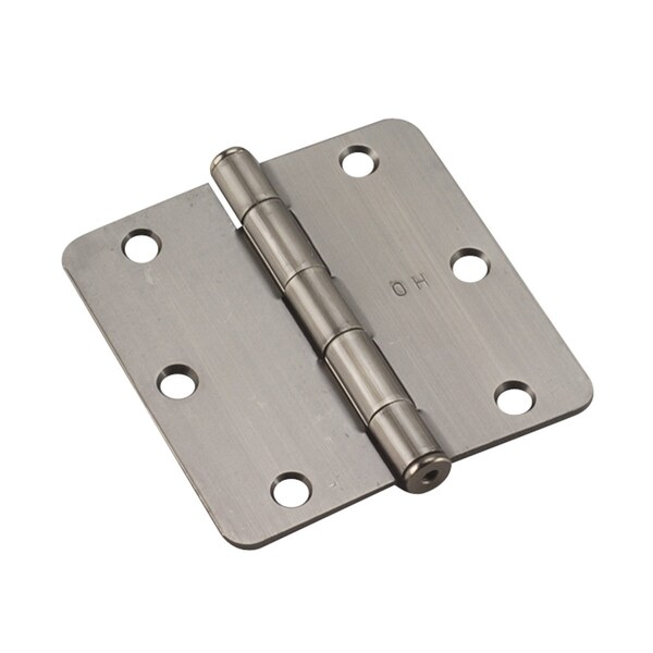 Richelieu 2Pack 3 12inch 89 mm Full Mortise Butt Hinge  14 Radius, Antique Nickel - 2821ANB