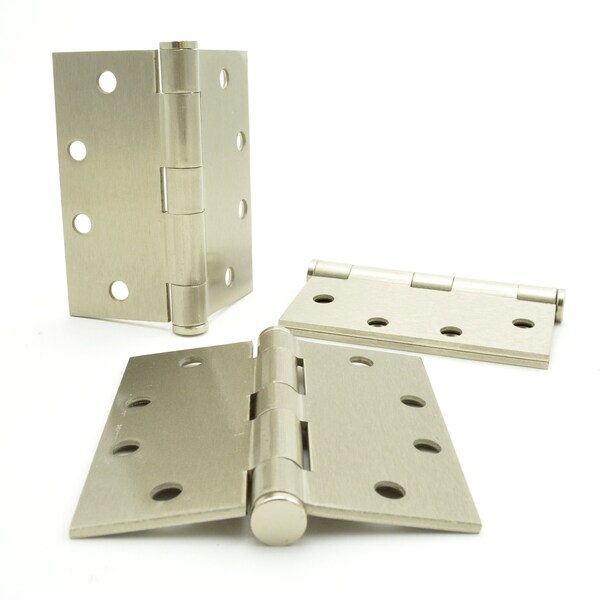 Pamex 4-1/2in x 4-1/2in Square Corner Plain Bearing Hinge Satin Nickel Finish - H4500RSN
