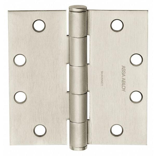 Mckinney Butt Hinge, Stainless Steel, Flush Mounting, 1 11/16 in Leaf W x 4 in Leaf H, Satin Stainless - 59661