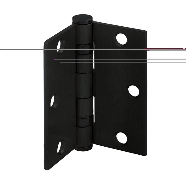 Prime-Line Door Hinge Commercial Smooth Pivot, 3-1/2 in. x 3-1/2 in. w/ Square Corners, Matte Black 3 Pack - U 1156283