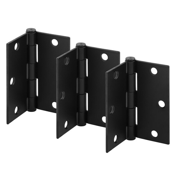 Prime-Line Door Hinge Residential Smooth Pivot, 3-1/2 in. with Sq. Corners, Matte Black 3 Pack - U 1150283