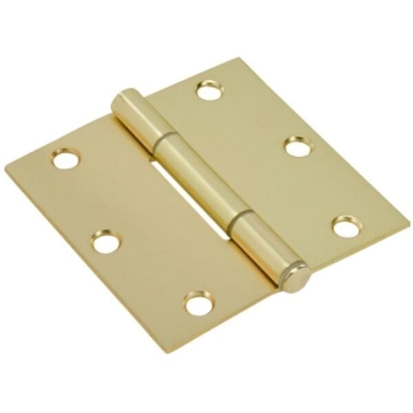 Gardencare 3.5 in. Squeak-Proof Square Corner Door Hinge, Satin Brass, 3PK - GA3268057