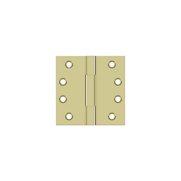 Deltana 4 x 4 Square Knuckle Hinge; Unlacquered Bright Brass Finish - DSBS43-UNL
