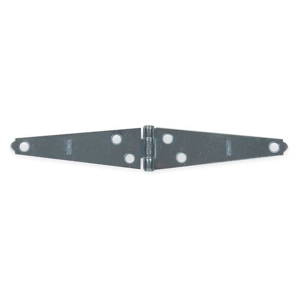 Zoro Select Strap Hinge, Steel, Full Surface Mounting, 4 in Leaf W x 1 1/8 in Leaf H, zinc plated - 1RCG4