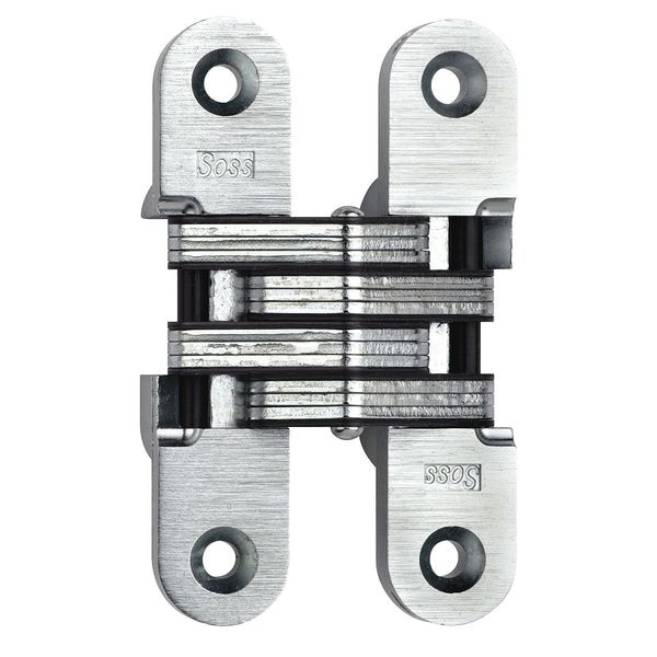 Soss Concealed Hinge, Zamac/Steel, Full Mortise Mounting, 3/4 in Leaf W x 3 3/4 in Leaf H, Satin Chrome - 212US26D