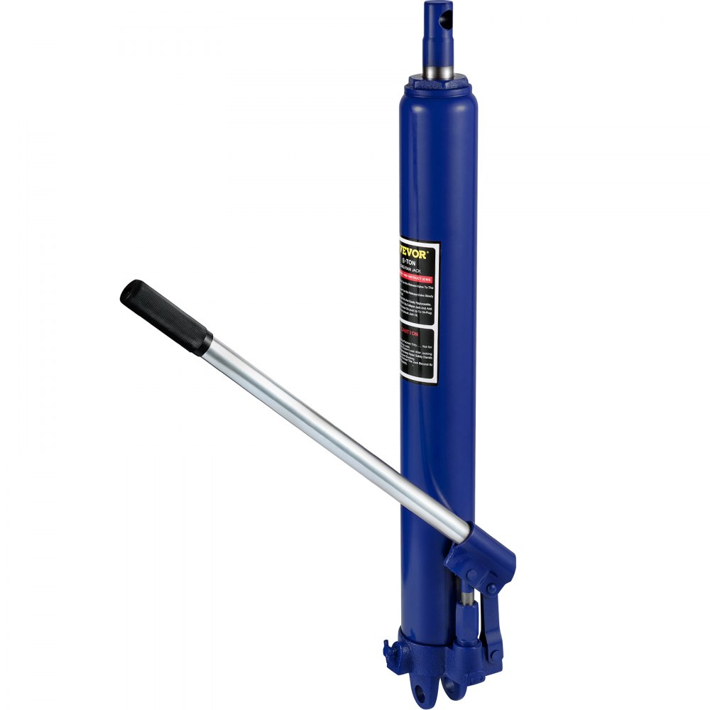 VEVOR Hydraulic Long Ram Jack, 8 Tons/17363 lbs Capacity, with Single Piston Pump and Clevis Base, Manual Cherry Picker w/Handle, for Garage/Shop Cranes, Engine Lift Hoist, Blue - ZGYYQJDLSDG8TK6M6V0