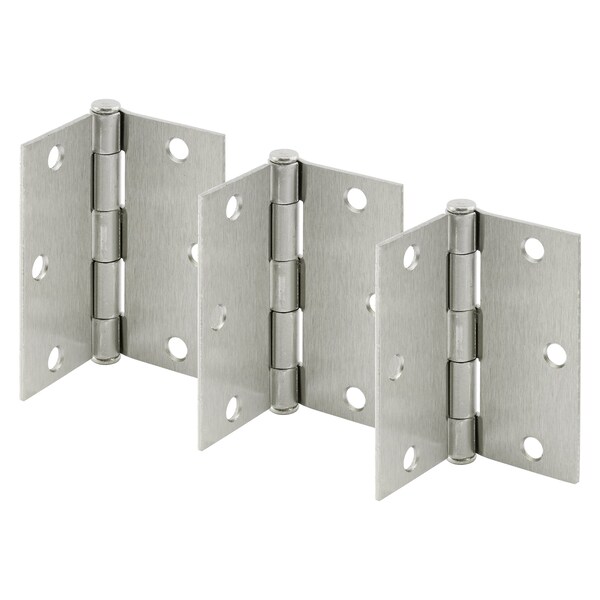 Prime-Line Door Hinge Residential Smooth Pivot, 3-1/2 in. x 3-1/2 in. w/ Square Corners, Satin Nickel 3 Pack - U 1150253