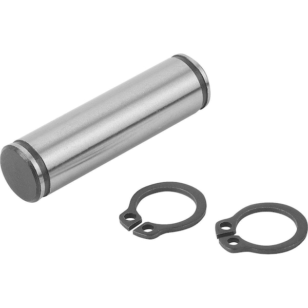Kipp Hinge Pin D1=8 L=27 Carbon Steel, W. Retaining Ring - K0007.082