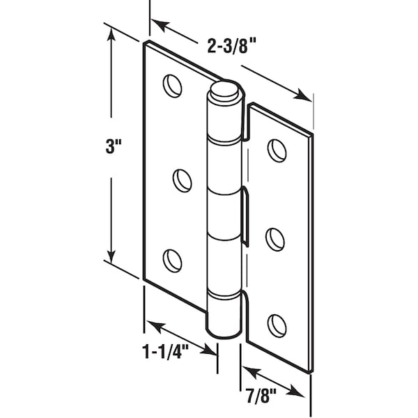 Prime-Line Screen Door Replacement Hinges, 3 in. Long, Steel, Black 2 Pack - K 5039