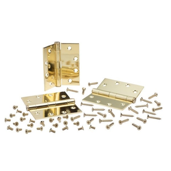 Global Door Controls 4.5 in Leaf W x 4.5 in Leaf H, Bright Brass - CP4545-US3-M