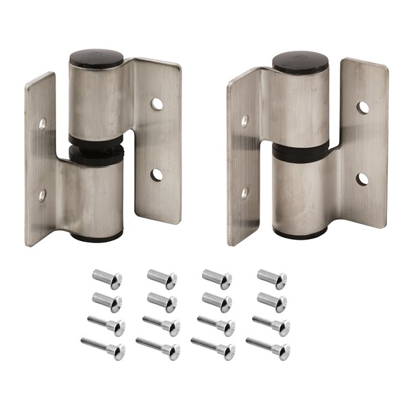 Prime-Line Surface Mounted Hinge Set, RH/IN - LH/OUT, w/Fasteners, Stainless Steel (Single Pack) - 658-8237