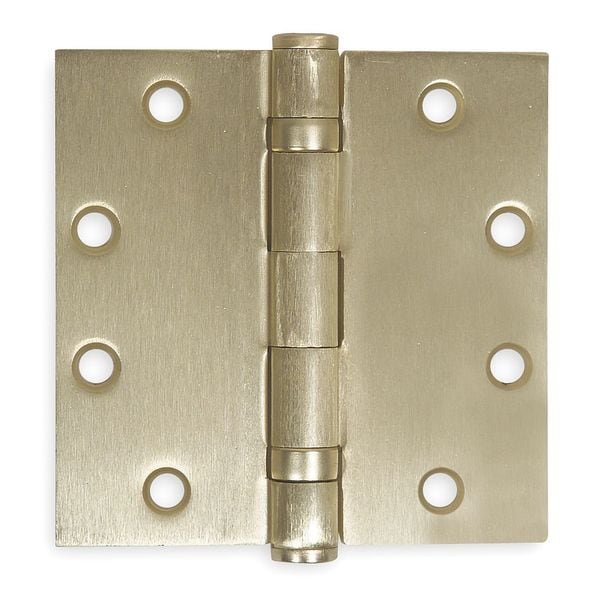 Zoro Select Door and Butt Hinge, Steel, Full Mortise Mounting, 2 in Leaf W x 4 1/2 in Leaf H, Dull Brass - 4PA38