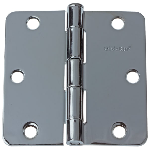 Gliderite Hardware 3-1/2 in. Polished Chrome Door Hinge with 1/4 in. Corner Radius - 3514-PC, 50PK - 3514-PC-50