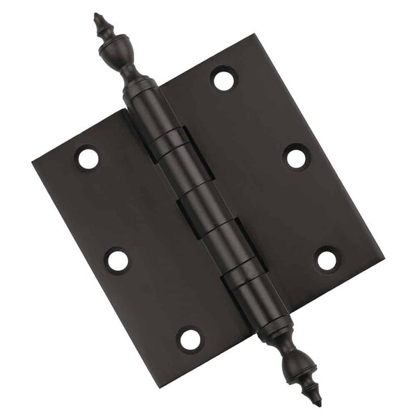 Embassy 3-1/2 x 3-1/2 Solid Brass Hinge, Oil Rubbed Bronze Finish with Urn Tips - 3535BBUS10BU-1