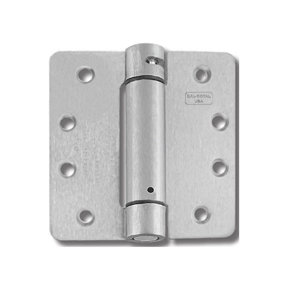 Cal-Royal 4 x 4 Full Mortise, 1/4 Radius Round Corner, Spring Hinge, .110 Gauge, US26 Bright Chrome - NEWSH44R-26