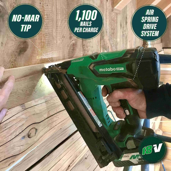 Metabo Hpt 18V Cordless Brushless Li-Ion 16-Gauge Straight Finish Nailer Bare - NT1865DMASQ7M