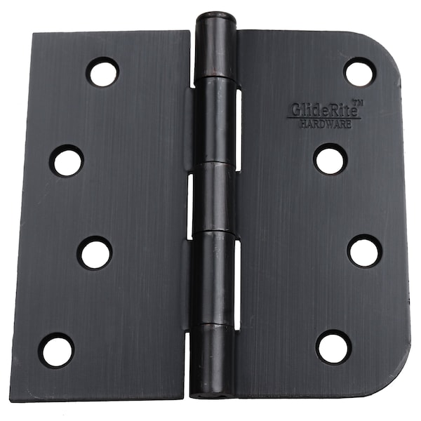 Gliderite Hardware 4 in. Oil Rubbed Bronze Square Door Hinge with 5/8 in. Corner Radius - 4000-SQ-58-ORB, 50PK - 4000-SQ-58-ORB-50