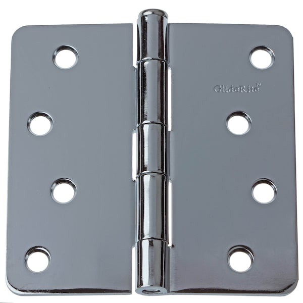 Gliderite Hardware 4 in. Polished Chrome Door Hinge with 1/4 in. Corner Radius - 4014-PC, 30PK - 4014-PC-30