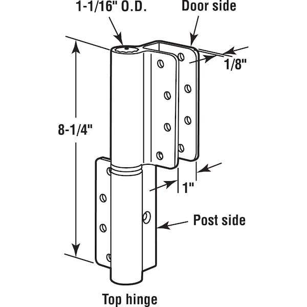 Prime-Line Round Barrel Hinge, Top Only, RH-In /LH-Out, Anodized (Single Pack) - 658-2859