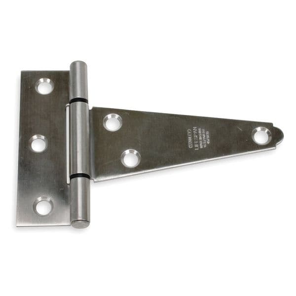 Zoro Select Tee Hinge, Steel, 1 1/4 in Leaf W x 3 1/2 in Leaf H, Stainless steel - 1WBG5