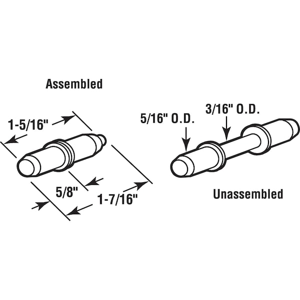 Prime-Line 1-7/16 in. White Nylon Storm Door Hinge Pin Kit with Pins and Bushings 6 Pack - K 5132