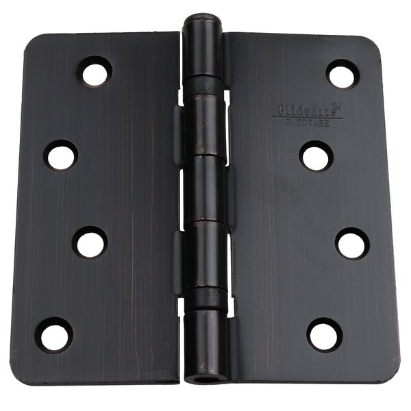 Gliderite Hardware 4 in. Oil Rubbed Bronze Ball Bearing Door Hinge with 1/4 in. Corner Radius - 4014-2BB-ORB, 30PK - 4014-2BB-ORB-30
