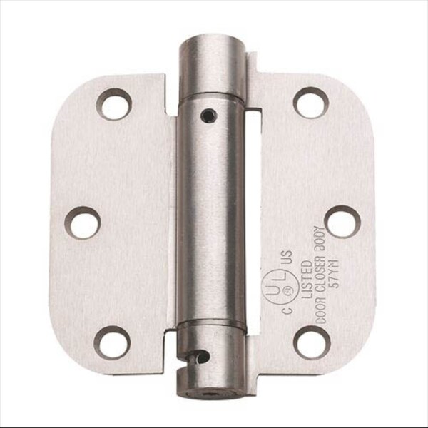 Global Door Controls 3.5 in. x 3.5 in. Satin Nickel Full Mortise Spring Non-Removable Pin with 5/8 in. Radius Hinge - Set of 2 - CPS3535-5/8-US15-M