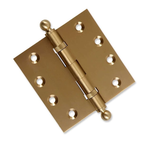Embassy 4 x 4 Solid Brass Ball Bearing Hinge, Satin Brass Finish Ball Tips - 4040BBUS4B-1
