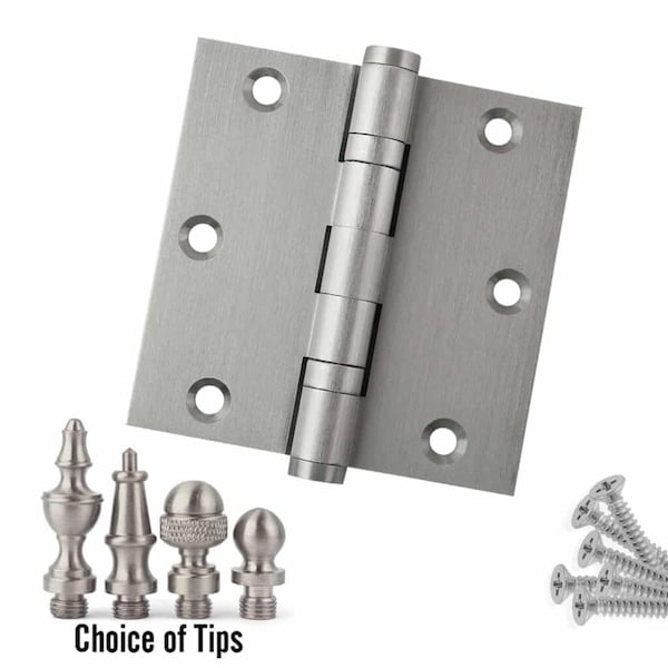 Embassy 3-1/2 x 3-1/2 Solid Brass Hinge, Satin Nickel Finish with Ball Tips - 3535BBUS15B-1