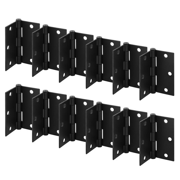 Prime-Line Door Hinge Residential Smooth Pivot, 3-1/2 in. with Sq. Corners, Matte Black 12 Pack - U 11502812