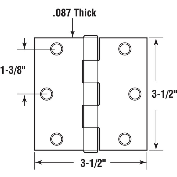 Prime-Line Door Hinge Residential Smooth Pivot, 3-1/2 in. with Sq. Corners, Matte Black 12 Pack - U 11502812
