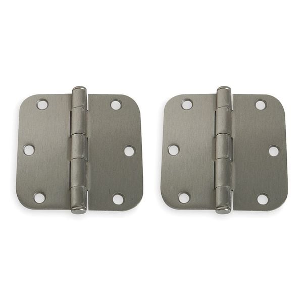 Zoro Select Door and Butt Hinge, Steel, Full Mortise Mounting, 1 1/2 in Leaf W x 3 1/2 in Leaf H, Satin Nickel - 1WAN2
